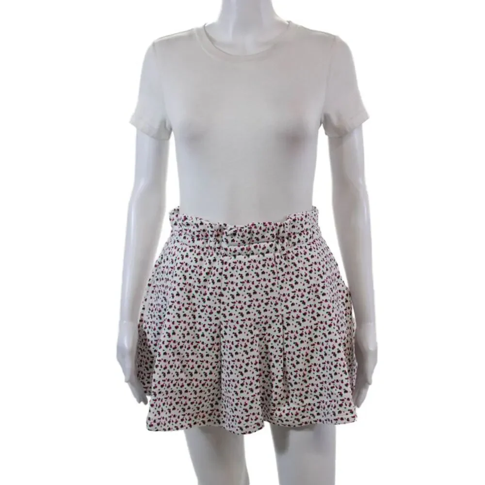 Something Navy Womens Cotton Floral Print Stretch Mini Skort White Size XS